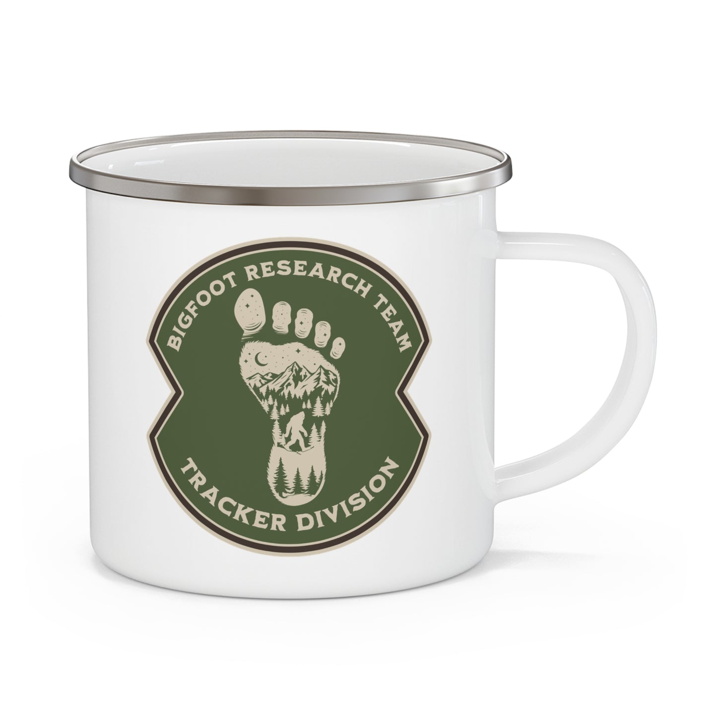 Bigfoot Research Team – “Tracker Division” Enamel Camping Mug