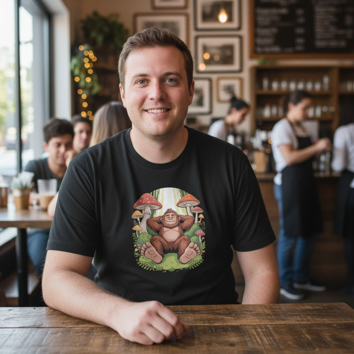 Bigfoot – “Relaxing in Mushrooms” T-Shirt