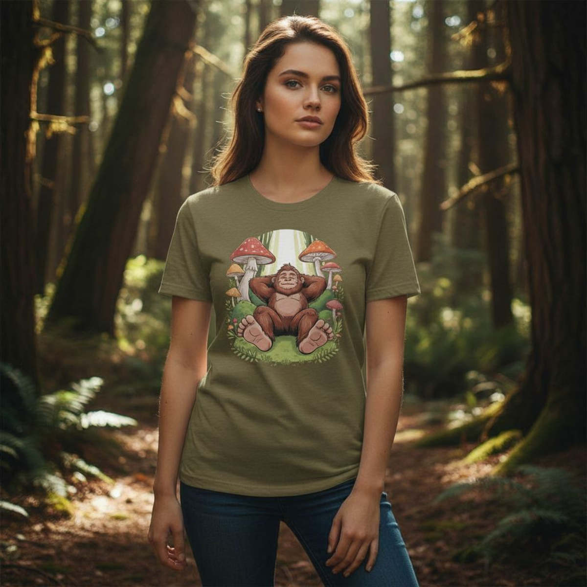 Bigfoot – “Relaxing in Mushrooms” T-Shirt