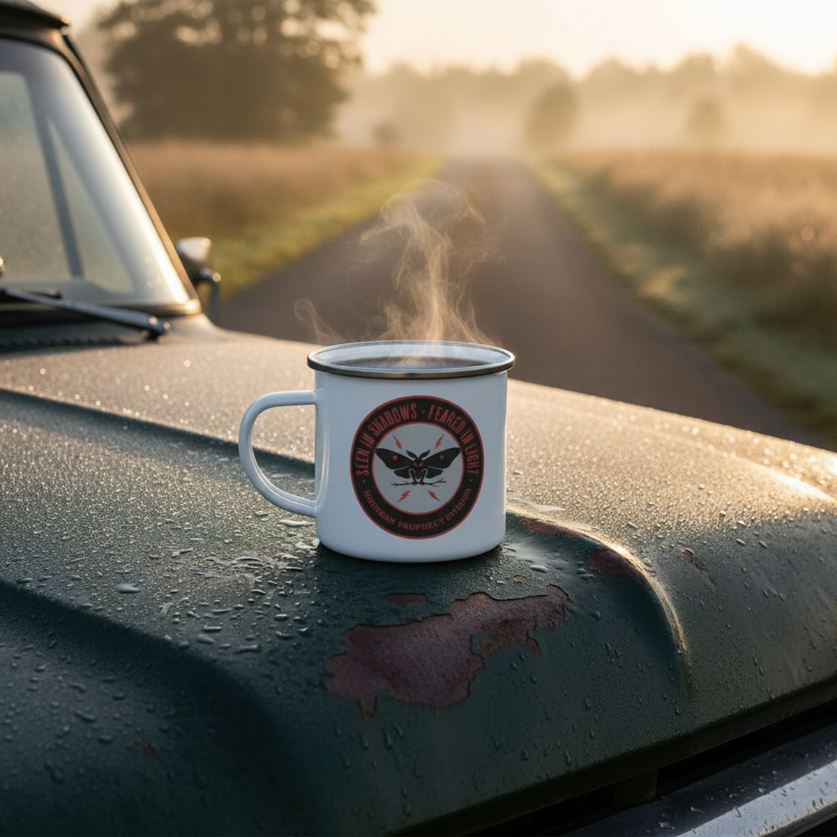 Mothman – “Prophecy Division” Enamel Camping Mug